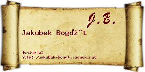 Jakubek Bogát névjegykártya